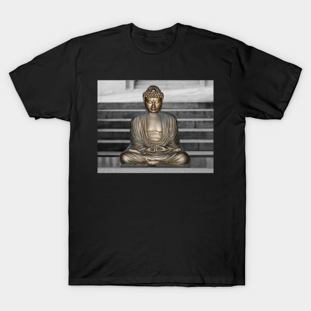 Golden Buddha at Korean Temple T-Shirt by DebraCasey